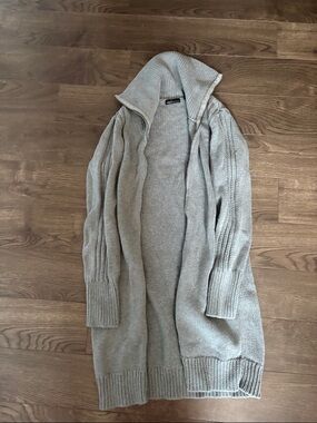 Moda International Beige Open-Front Long Cardigan Sweater